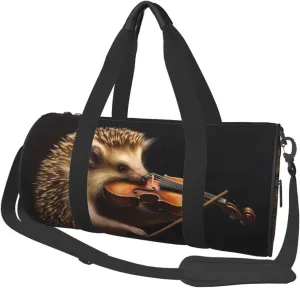 Sports Gym Bag for Women Men Travel Duffel Bag Tote Weekender Bag Carry on Overnight Bag for Travel Swimming Fitness Workout Sports Animal Hedgehog Music Violin Duffle Bag