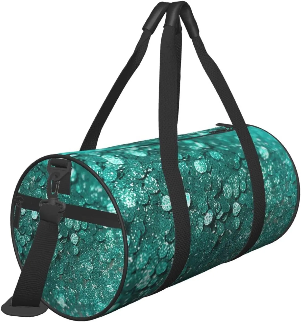 Sports Gym Bag for Women Men Travel Duffel Bag Tote Weekender Bag Carry on Overnight Bag for Travel Swimming Fitness Workout Sports Turquoise Glitter Duffle Bag