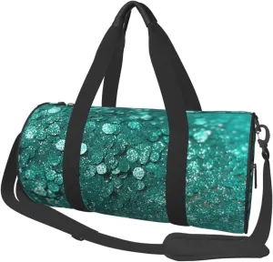 Sports Gym Bag for Women Men Travel Duffel Bag Tote Weekender Bag Carry on Overnight Bag for Travel Swimming Fitness Workout Sports Turquoise Glitter Duffle Bag