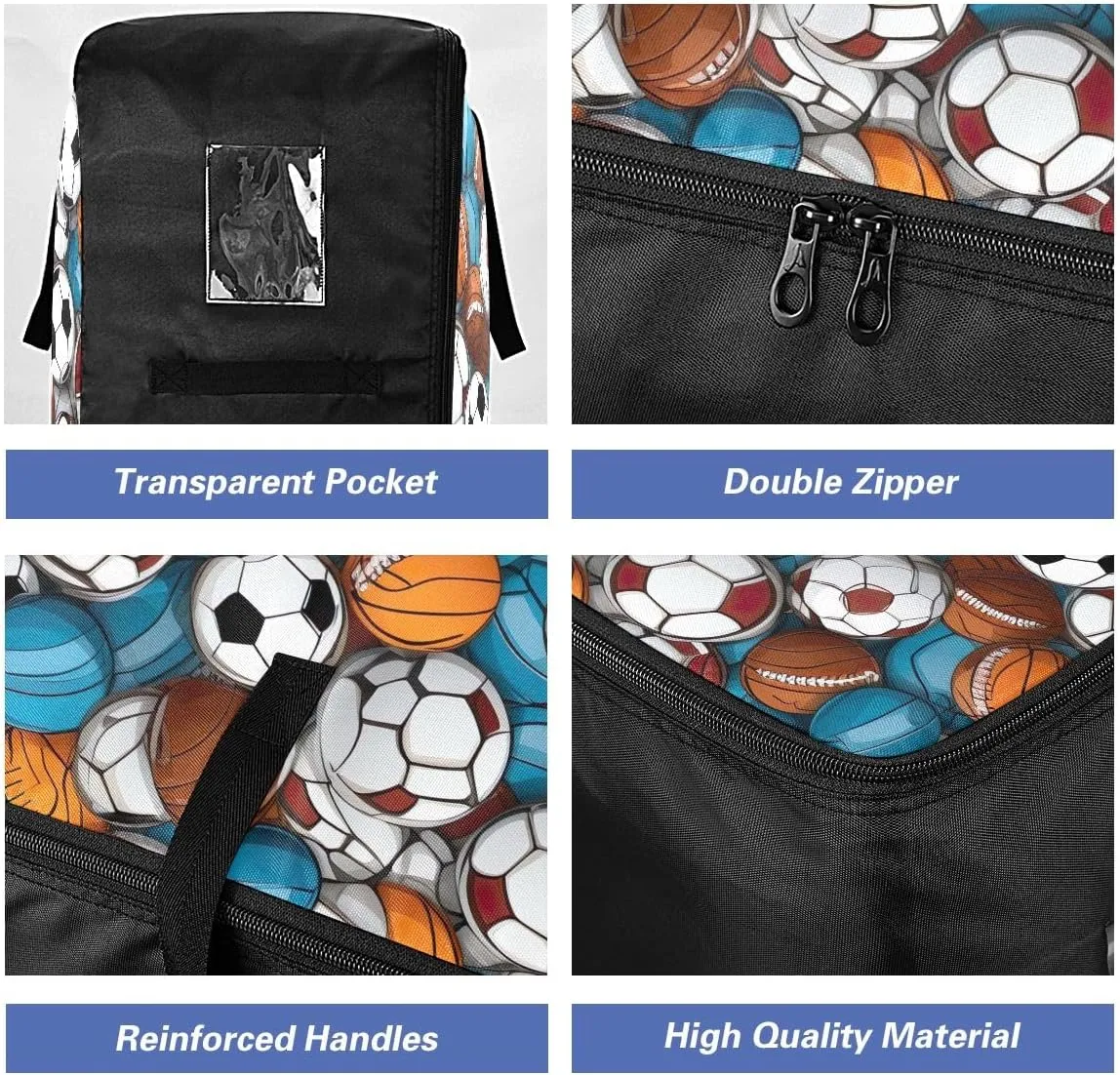 Sportsball Sports Storage Bags, 27.5x19.7x11 In, Garment Storage Organizer Travel Cargo Duffel Bags Space Saving Packing Totes for Moving Supplies Storage