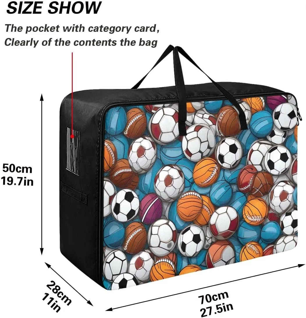 Sportsball Sports Storage Bags, 27.5x19.7x11 In, Garment Storage Organizer Travel Cargo Duffel Bags Space Saving Packing Totes for Moving Supplies Storage