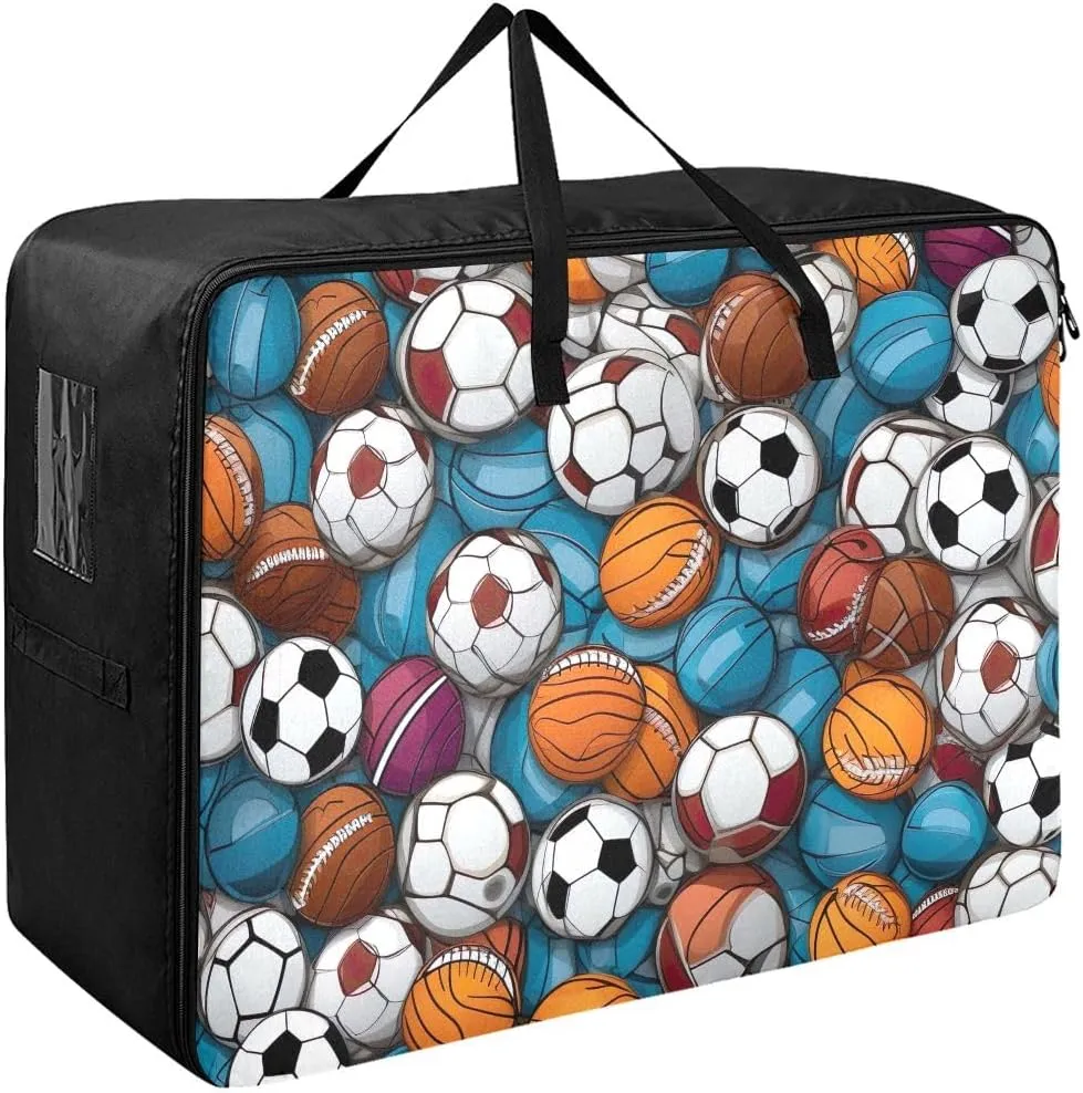 Sportsball Sports Storage Bags, 27.5x19.7x11 In, Garment Storage Organizer Travel Cargo Duffel Bags Space Saving Packing Totes for Moving Supplies Storage