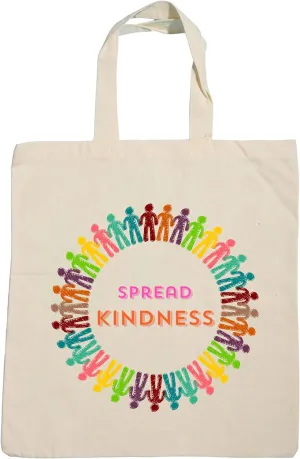 Spread Kindness Canvas Tote Bag 15x16 Inches Kindness, Friendship, Inclusion, Anti-bullying, Anti-racism, LGBTQ Friendly, Autism Awareness, ADHD Awareness, Neurodiversity, Mental Health Awareness