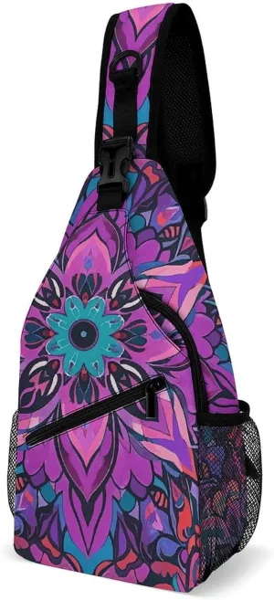 Spring Floral Patterns Sling Bag Lightweight Crossbody Chest Pack Travel Shoulder Bag with Adjustable Strap