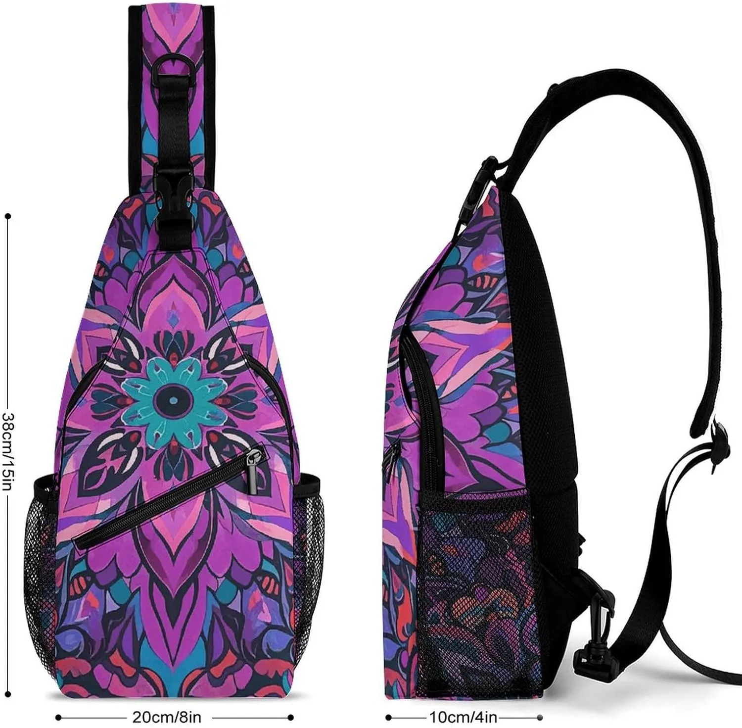 Spring Floral Patterns Sling Bag Lightweight Crossbody Chest Pack Travel Shoulder Bag with Adjustable Strap