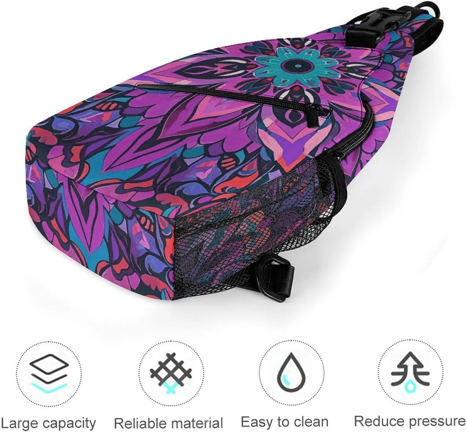 Spring Floral Patterns Sling Bag Lightweight Crossbody Chest Pack Travel Shoulder Bag with Adjustable Strap