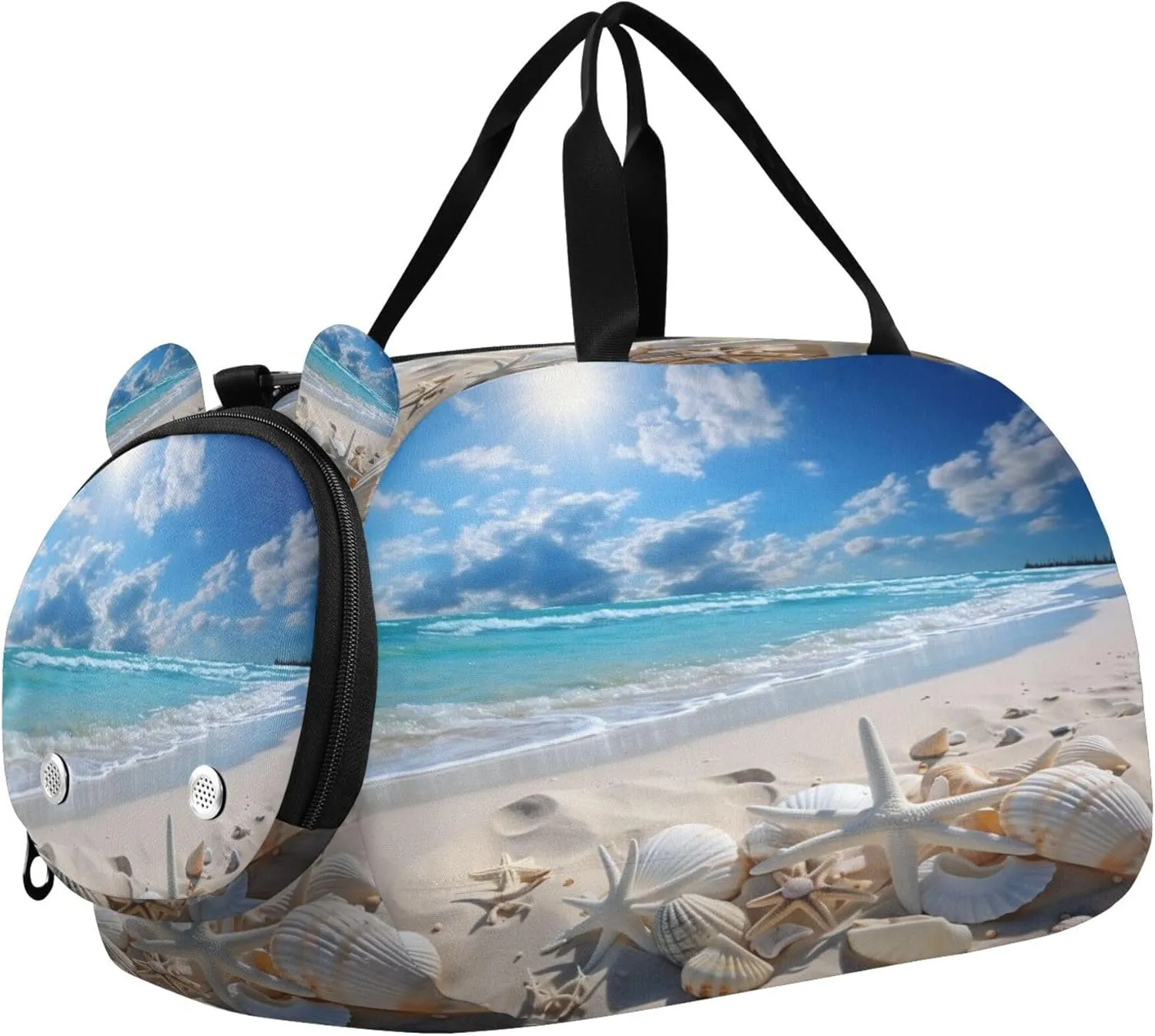 Starfish Shell Kids Overnight Sports Duffel Bags with Shoe Compartment & Wet Pocket Travel Sport Gym Bag for Girls Boys