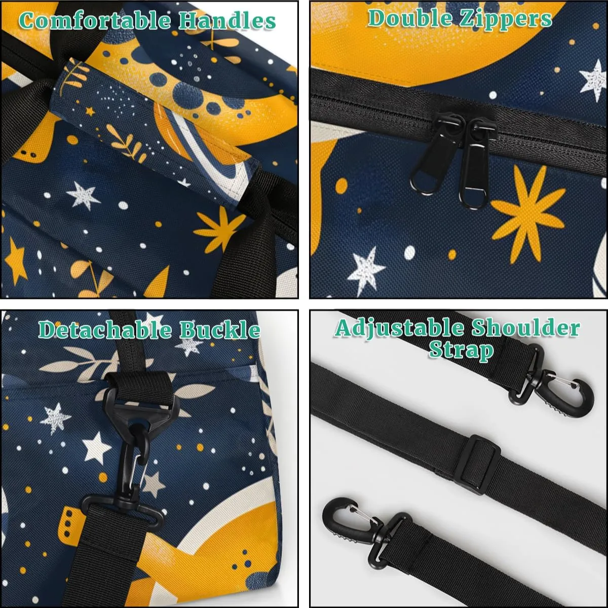 Starry Night Dinosaur Boys Girls Gym Bag Dance Perform Training Duffel Bags Weekender Carry-On Tote Luggage Bag Ideal for School Practice or Overnight Trips Black