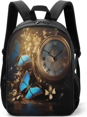 Steampunk Clock Gear And Butterflies Vintage Backpack Travel Backpack Daypack Purse Shoulder Bag Casual Daily Bag for Unisex