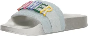 Steve Madden Girl's JWORDS Slide Sandal, Denim, 5 M US Big Kid