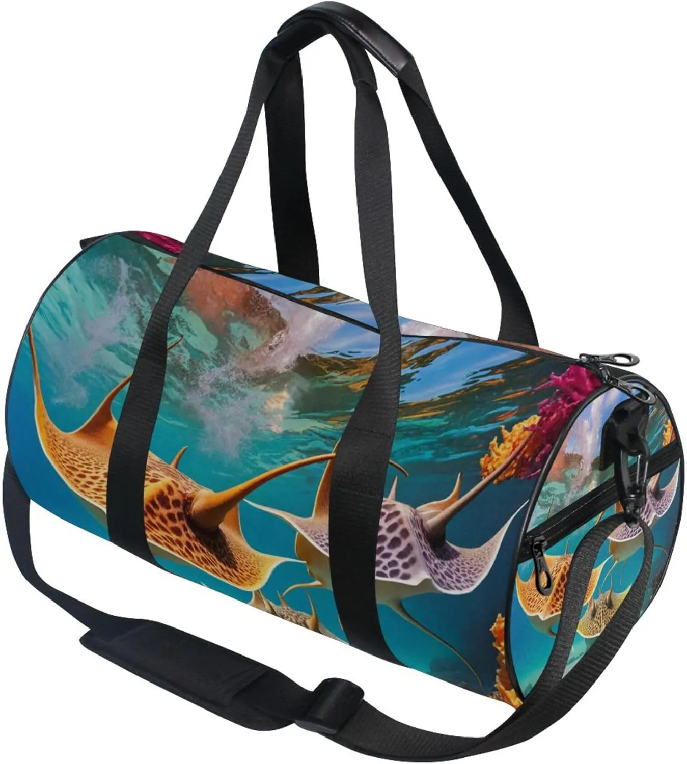 Stingray Fishes Ocean Sea Gym Duffle Bag Women Men Sports Fitness Bag for Travel Workout Gymnastics Dance Ballet