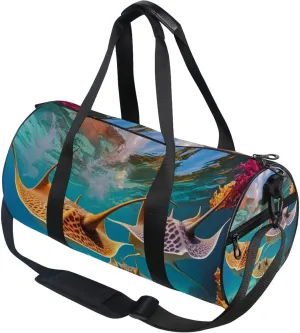 Stingray Fishes Ocean Sea Gym Duffle Bag Women Men Sports Fitness Bag for Travel Workout Gymnastics Dance Ballet