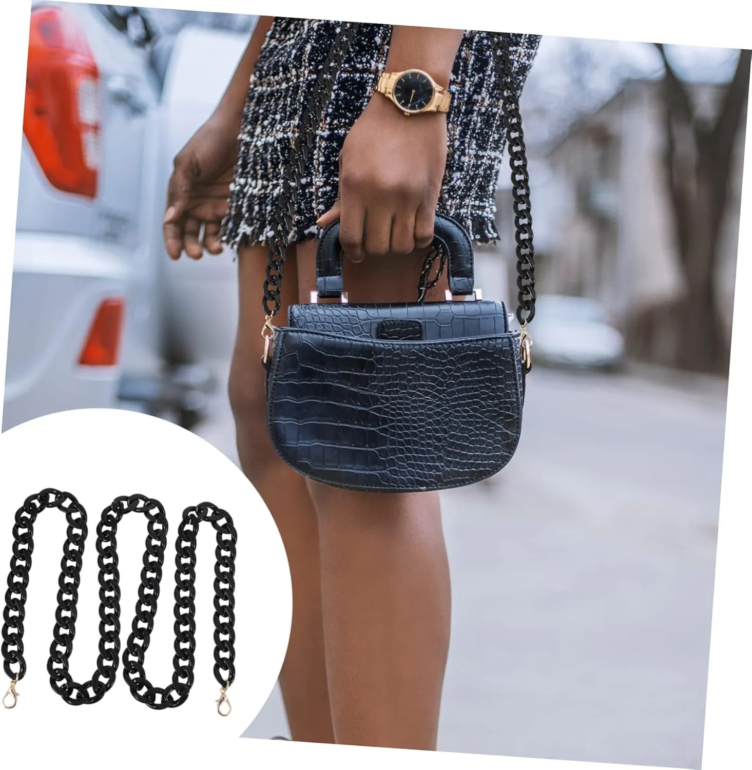 STOBOK Detachable Acrylic Handbag Chain Single-Shoulder Purse Accessory Stylish and Shiny for Women's DIY Bag