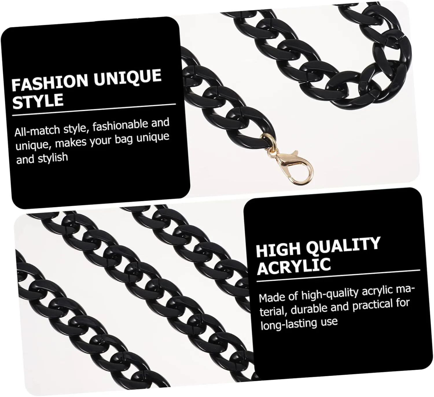 STOBOK Detachable Acrylic Handbag Chain Single-Shoulder Purse Accessory Stylish and Shiny for Women's DIY Bag