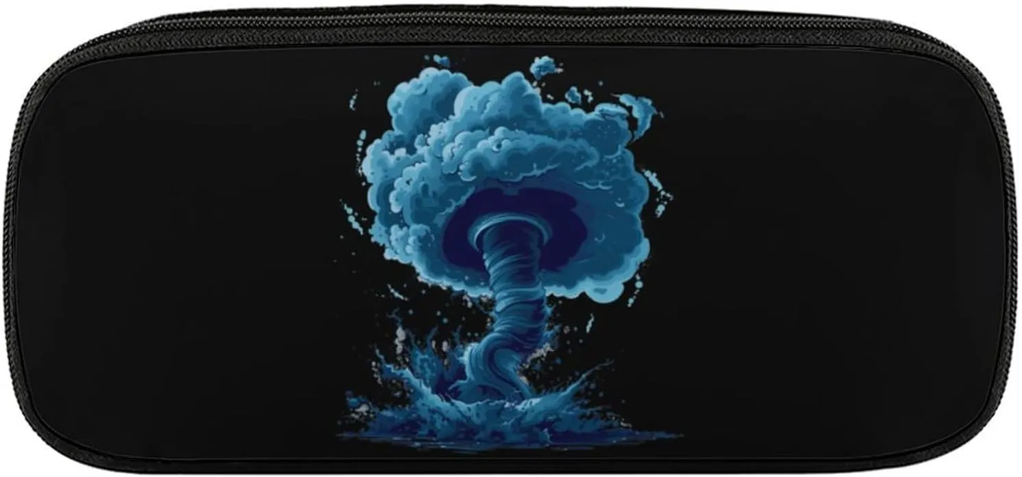 Storm Tornado Twister Hurricane Pencil Case PU Leather Pencil Pouch Makeups Bag Organizer Storage for Home Office Travel