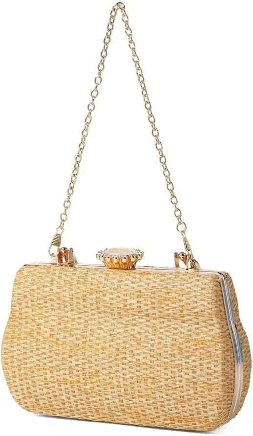 Straw Clutch Purses for Women Elegant Evening Bag Top Handle Bag Woven Straw Tote Vacation Handbags Formal Purse for Party
