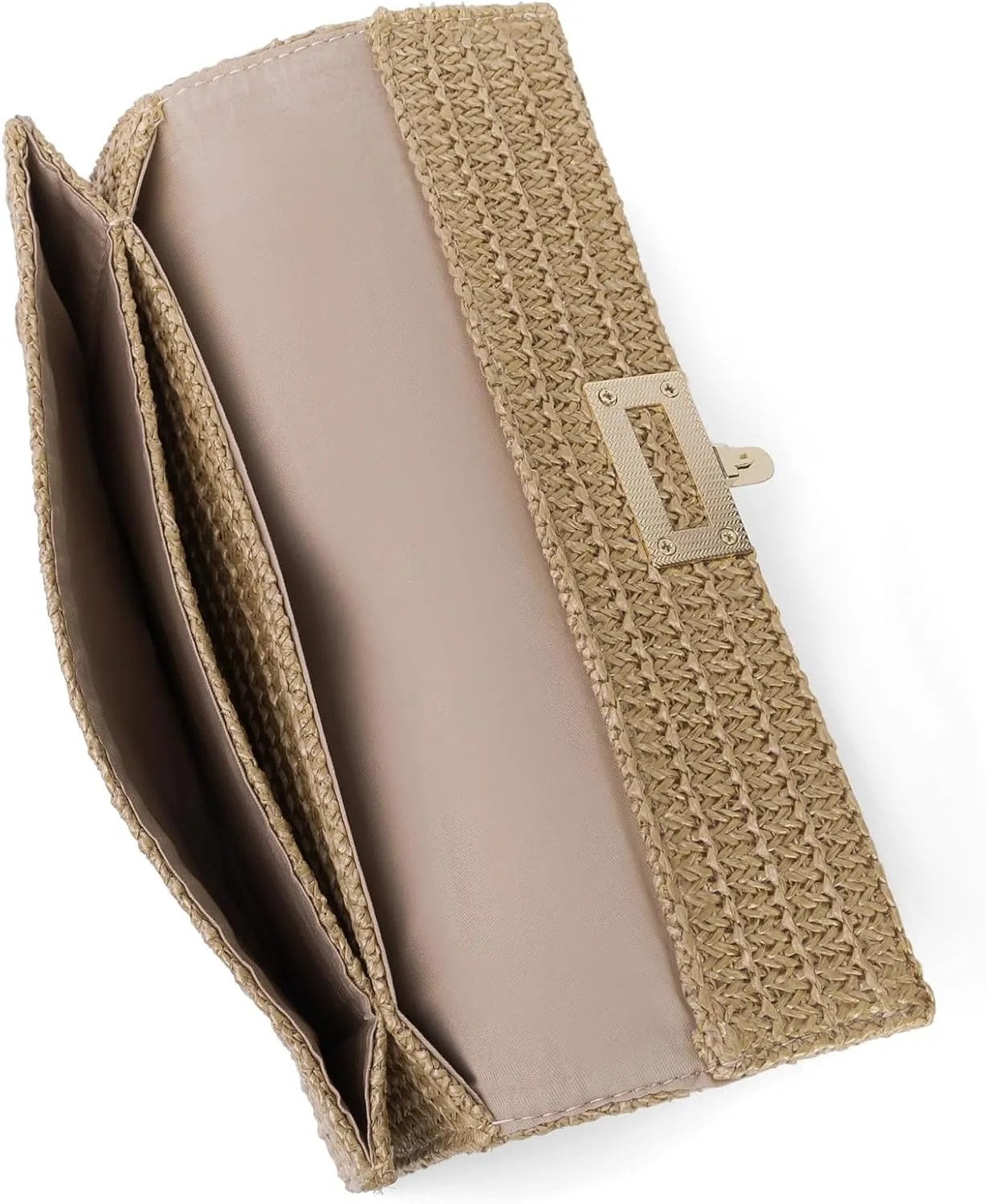 Straw Clutch Purses Women Summer Beach Handbags Boho Woven Envelope Wallet Fold Over Chain Crossbody Shoulder Bag Evening Bag