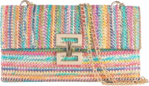 Straw Clutch Purses Women Summer Beach Handbags Boho Woven Envelope Wallet Fold Over Chain Crossbody Shoulder Bag Evening Bag