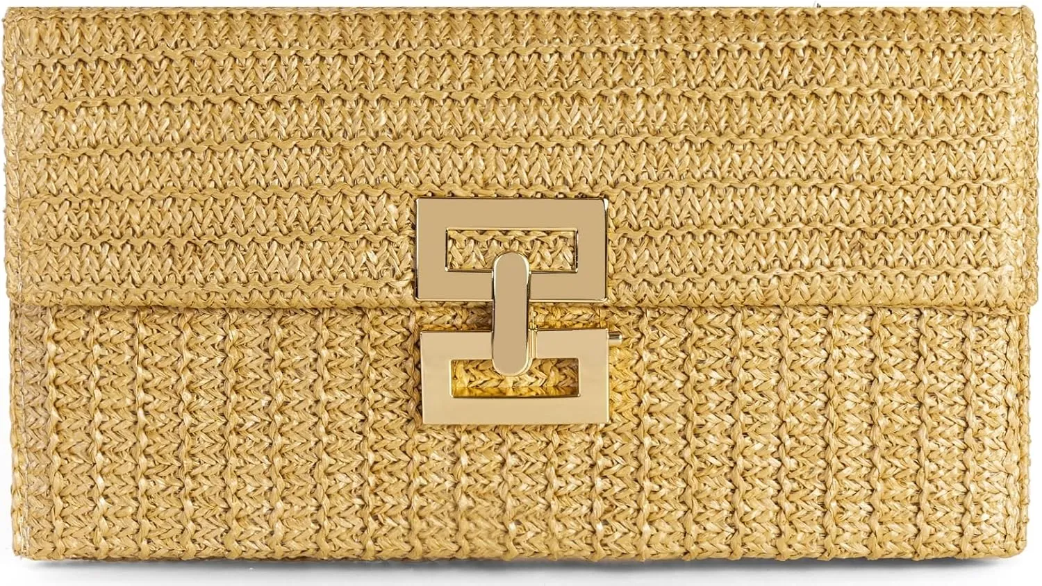 Straw Clutch Purses Women Summer Beach Handbags Boho Woven Envelope Wallet Fold Over Chain Crossbody Shoulder Bag Evening Bag