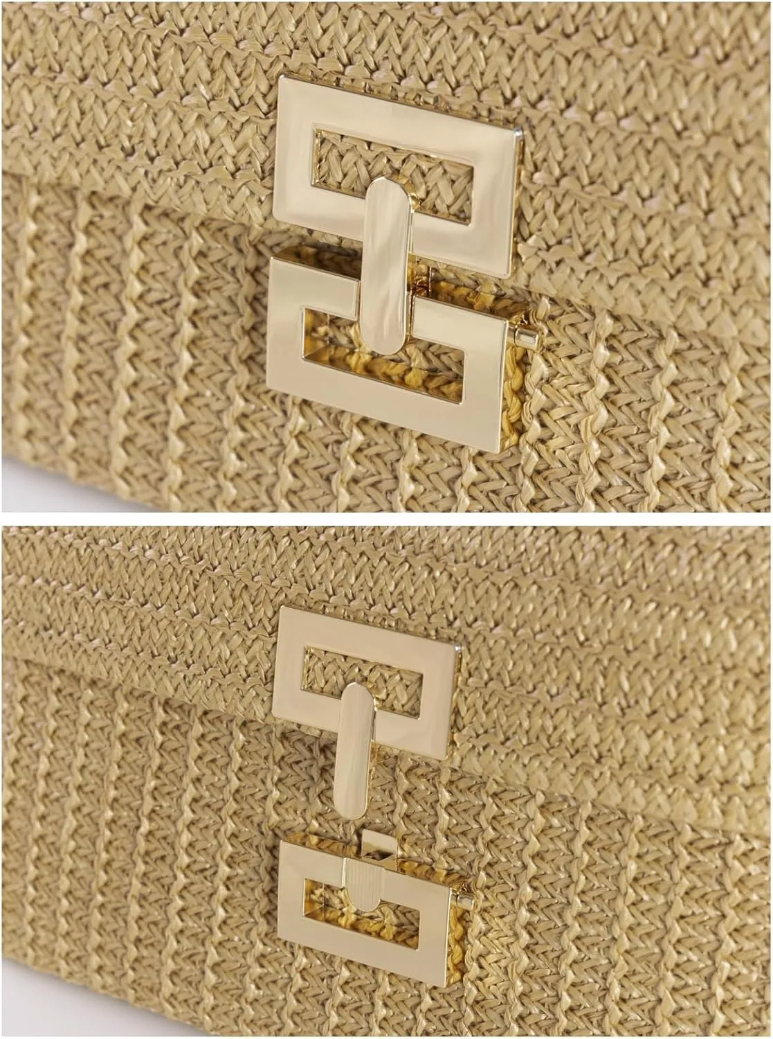 Straw Clutch Purses Women Summer Beach Handbags Boho Woven Envelope Wallet Fold Over Chain Crossbody Shoulder Bag Evening Bag