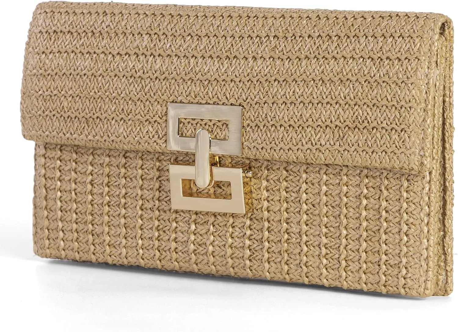 Straw Clutch Purses Women Summer Beach Handbags Boho Woven Envelope Wallet Fold Over Chain Crossbody Shoulder Bag Evening Bag