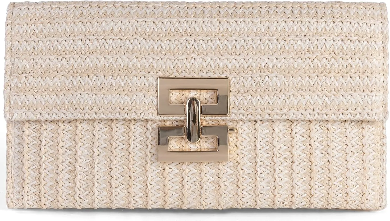 Straw Clutch Purses Women Summer Beach Handbags Boho Woven Envelope Wallet Fold Over Chain Crossbody Shoulder Bag Evening Bag