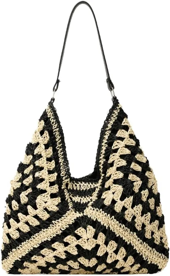 Straw Hobo Bags for Women,Vintage Shoulder Bag,Stylish Woven Tote Bag Handbag,Designer Tote Bags for Women,Summer Beach Bag
