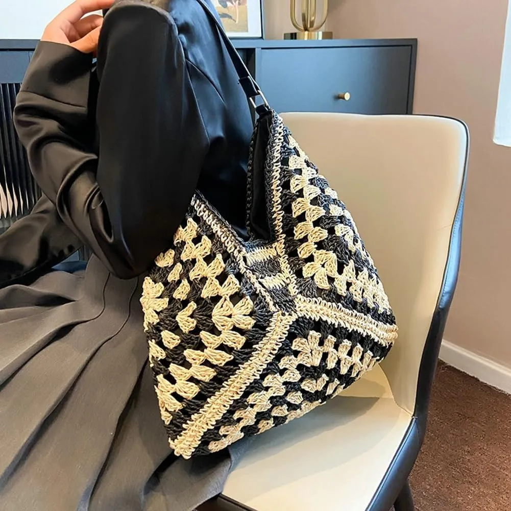 Straw Hobo Bags for Women,Vintage Shoulder Bag,Stylish Woven Tote Bag Handbag,Designer Tote Bags for Women,Summer Beach Bag
