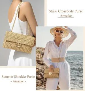 Straw Purse Summer Beach Woven Clutch Purses for Women Cloud Crossbody Shoulder Bags Spring Clutch Handbag 2025