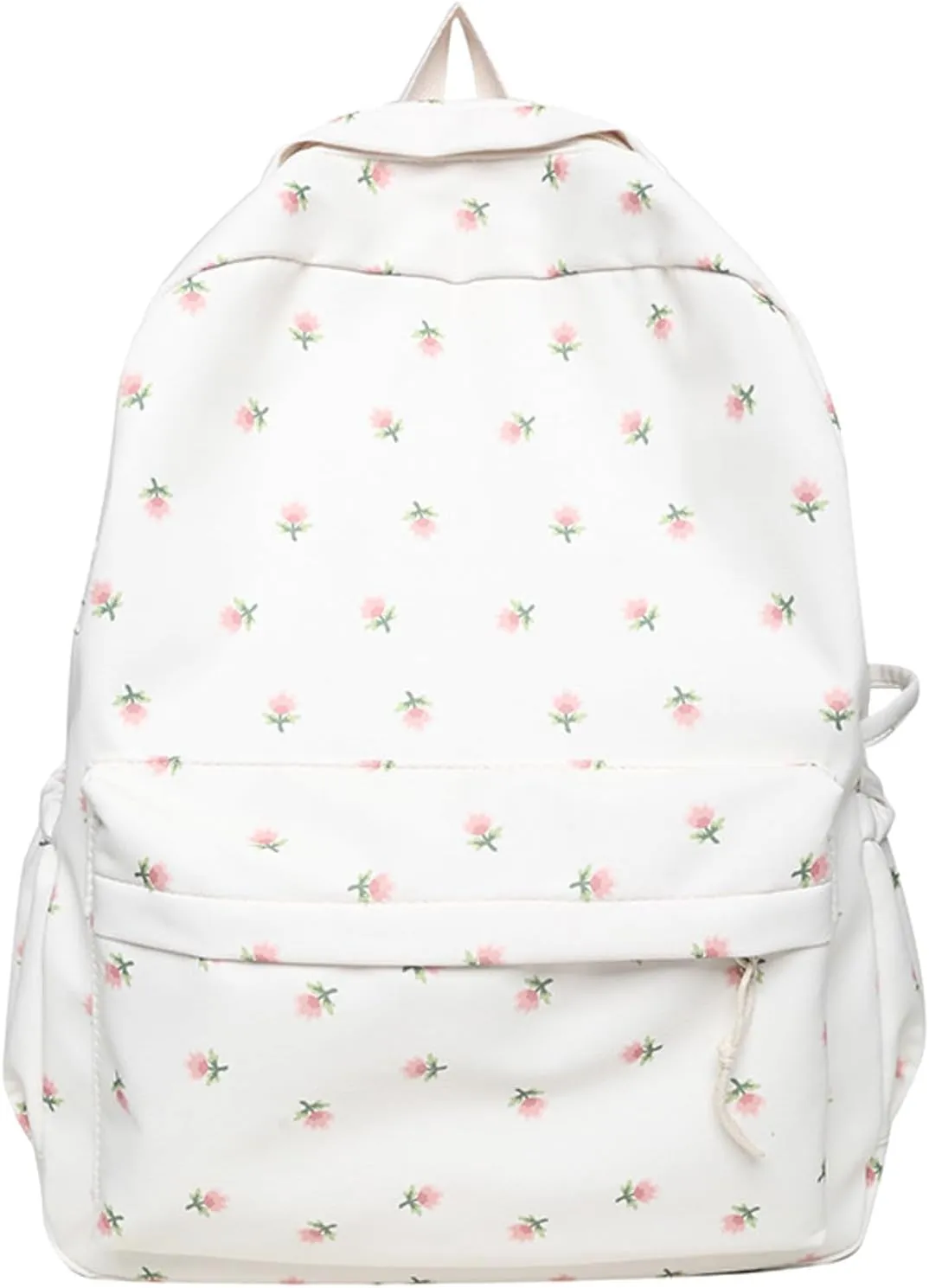 Student Backpack Fashionable New Pattern Fresh Flower Pattern Practical Large Capacity Conceal Carry (White, One Size)