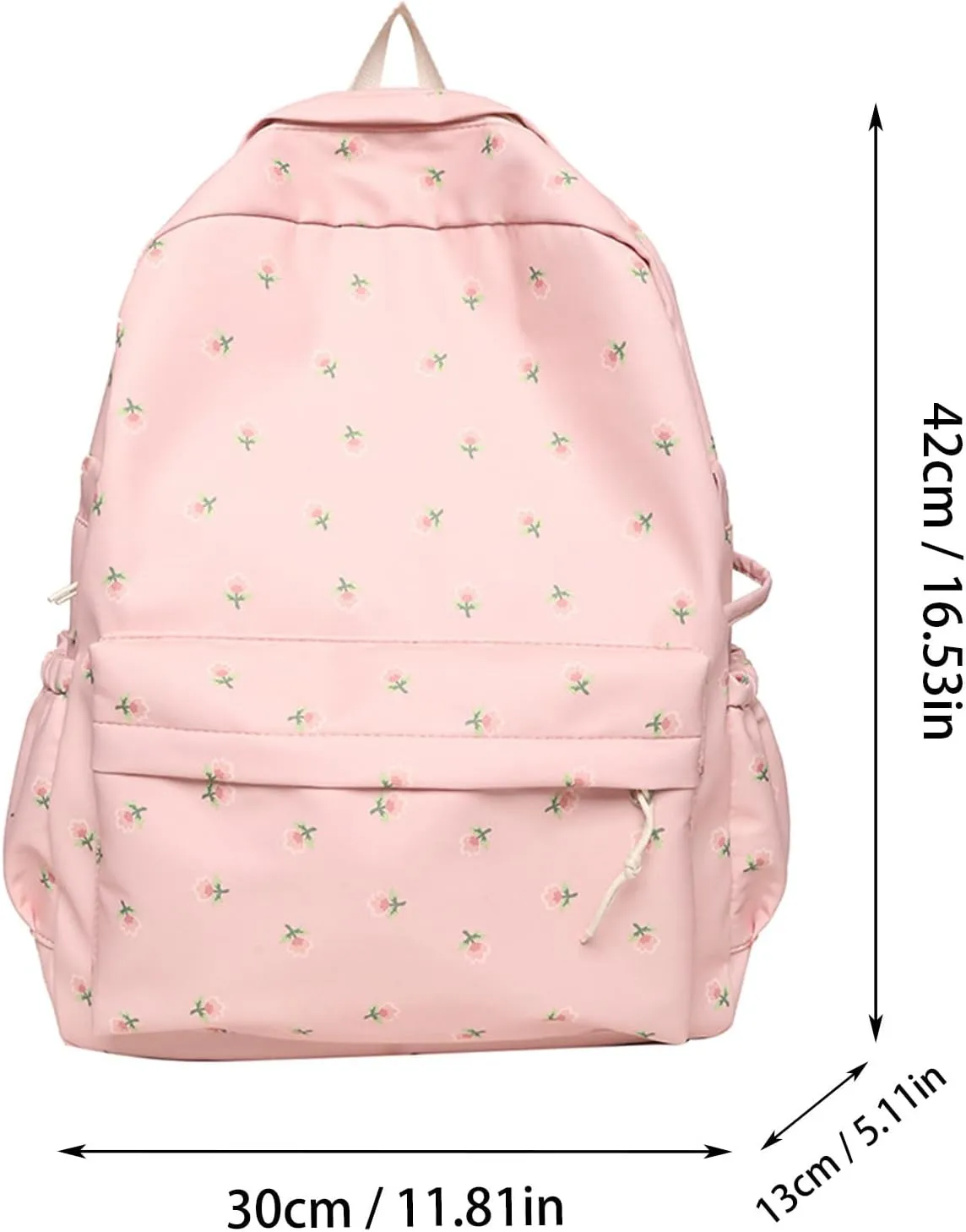 Student Backpack Fashionable New Pattern Fresh Flower Pattern Practical Large Capacity Conceal Carry (White, One Size)