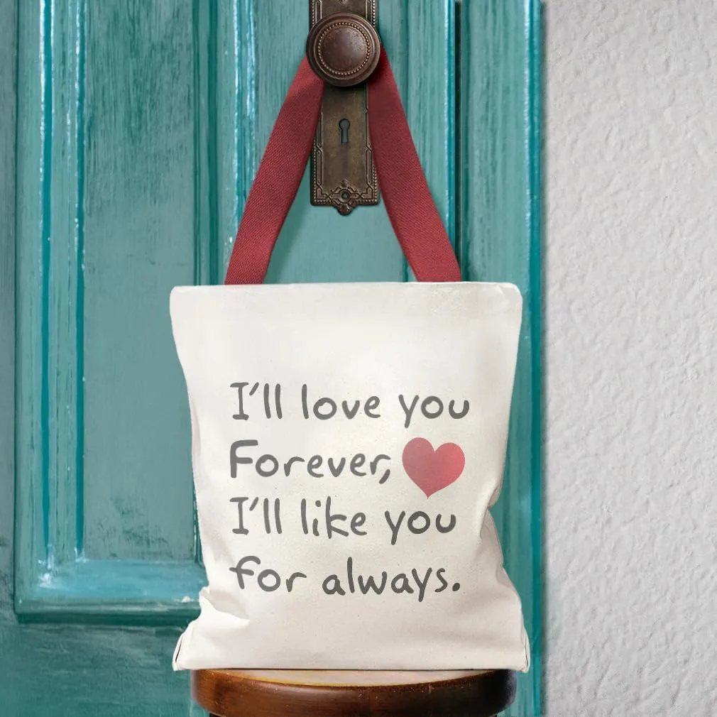 Style In Print Canvas Tote Reusable Shopping Bag I'Ll Love You Forever Valentines Love Beach Bags for Women