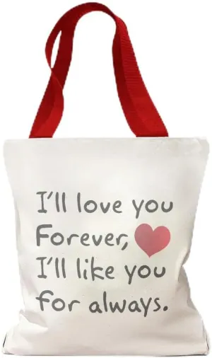Style In Print Canvas Tote Reusable Shopping Bag I'Ll Love You Forever Valentines Love Beach Bags for Women