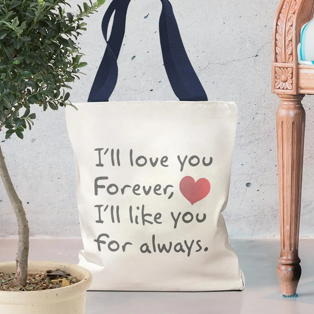Style In Print Canvas Tote Reusable Shopping Bag I'Ll Love You Forever Valentines Love Beach Bags for Women