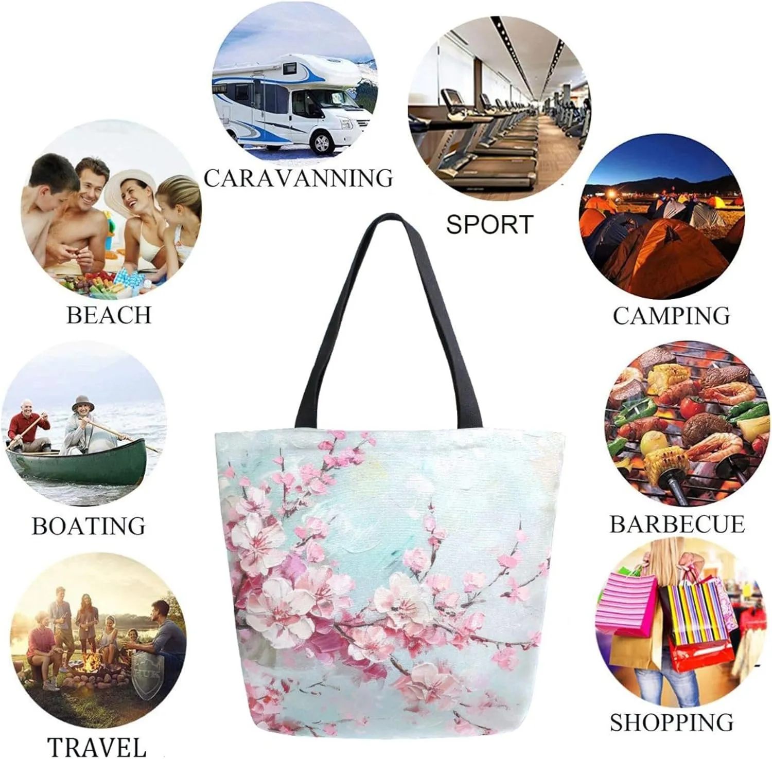 Stylish Cute Pattern Extra Large Shoulder Tote Bag for Beach Travel Weekender Gym Grocery Shopping