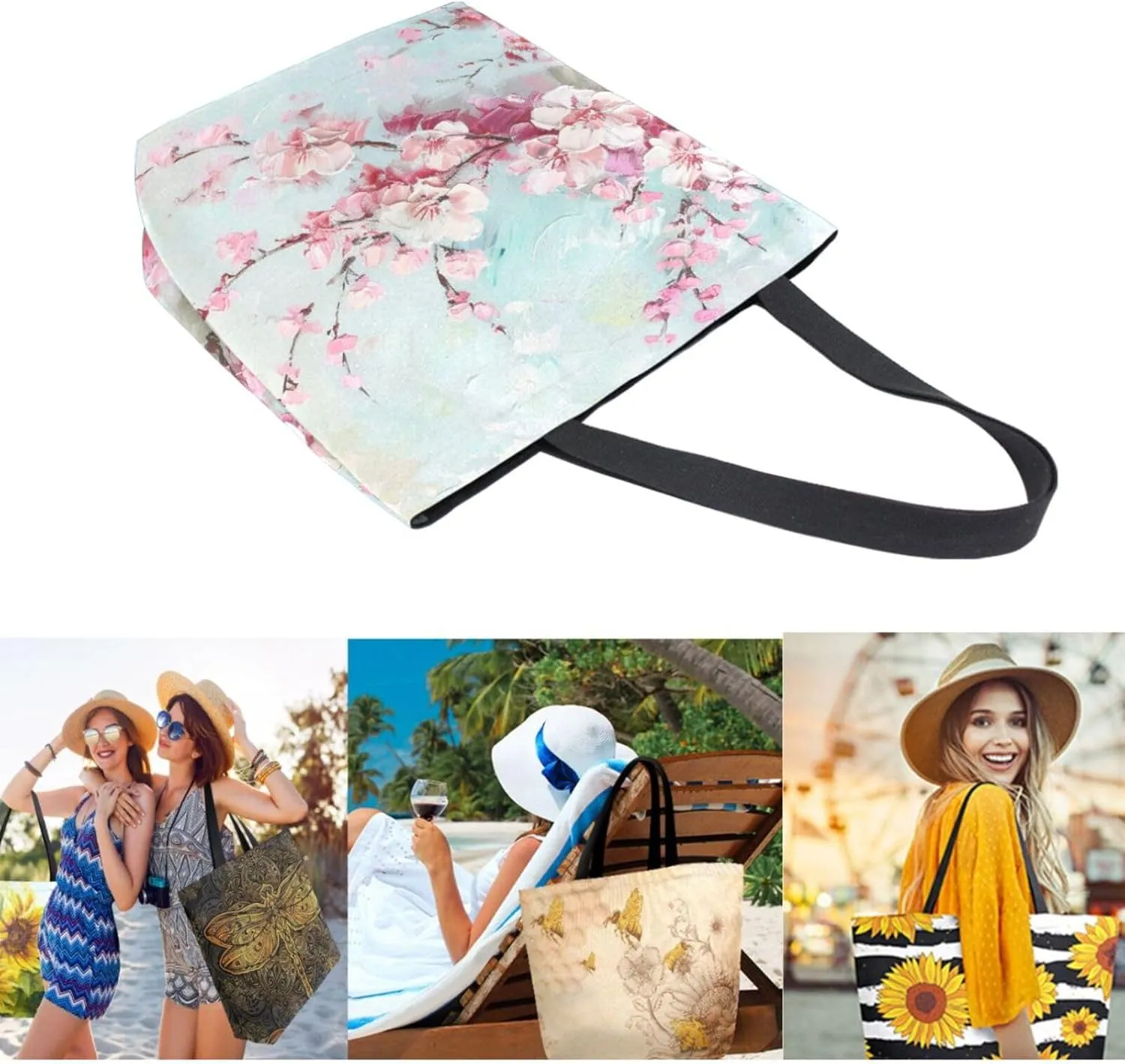 Stylish Cute Pattern Extra Large Shoulder Tote Bag for Beach Travel Weekender Gym Grocery Shopping