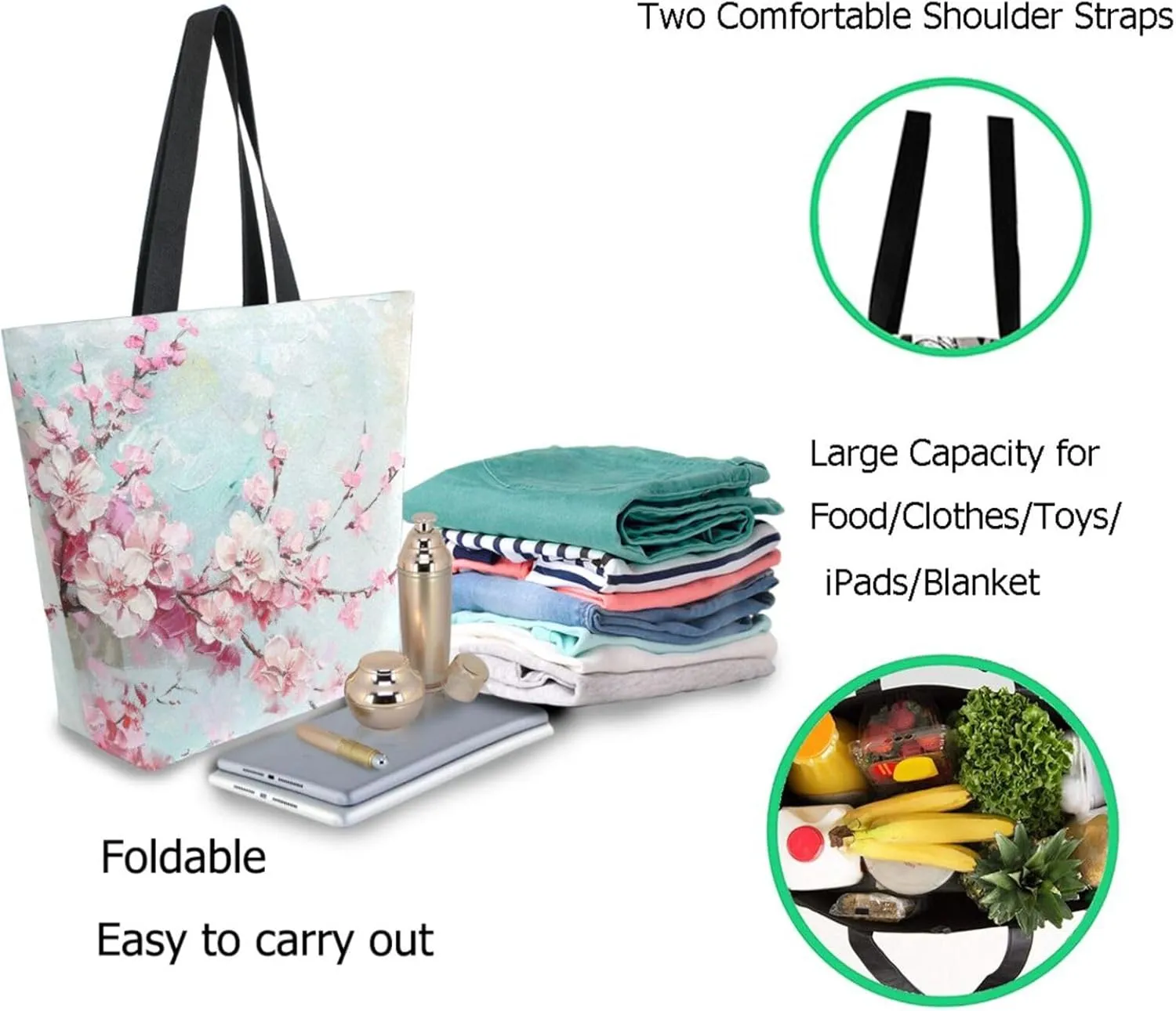 Stylish Cute Pattern Extra Large Shoulder Tote Bag for Beach Travel Weekender Gym Grocery Shopping