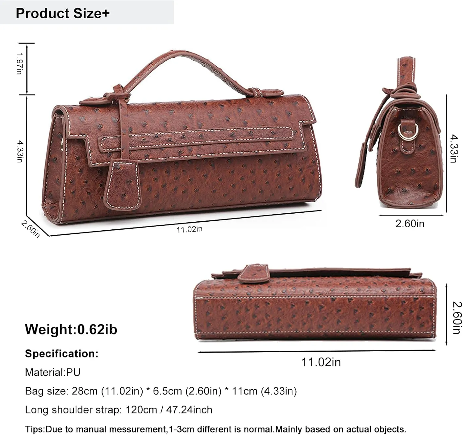 Stylish Ostrich Pattern Women’s Crossbody Handbags - Trendy clutch purses for women formal, Ideal for Daily Use