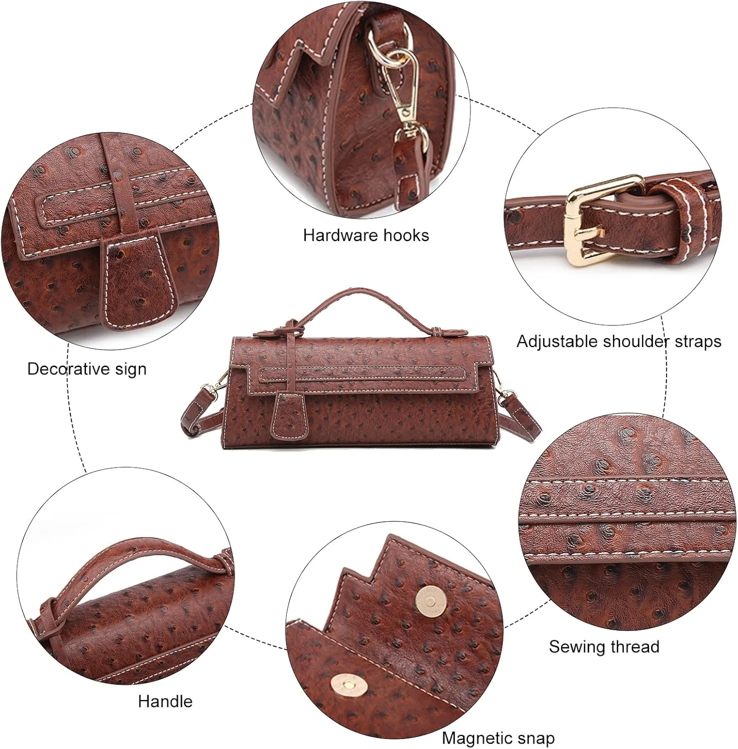 Stylish Ostrich Pattern Women’s Crossbody Handbags - Trendy clutch purses for women formal, Ideal for Daily Use