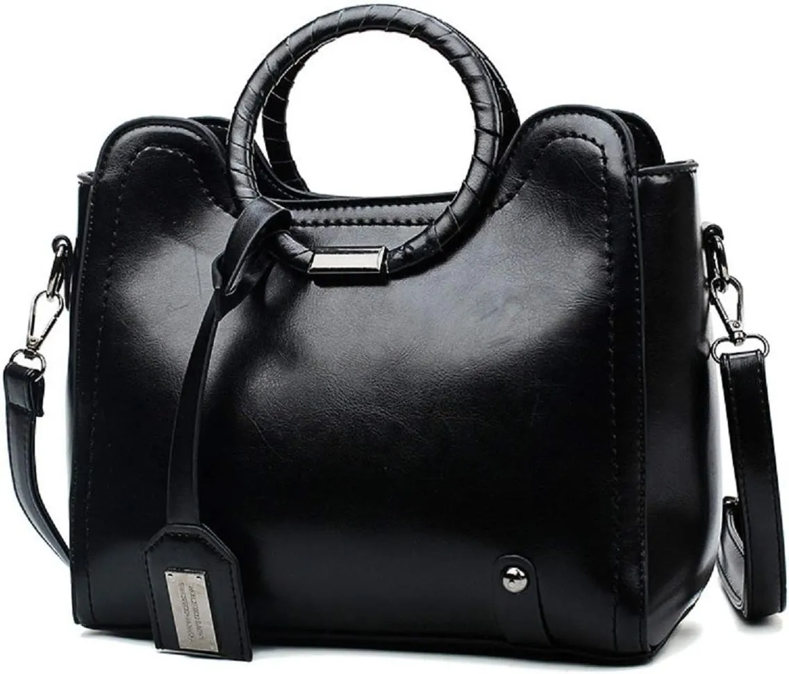 Stylish Women Pu Leather Vertical Utility Top Handle Handbag Satchel Tote Purse Bag