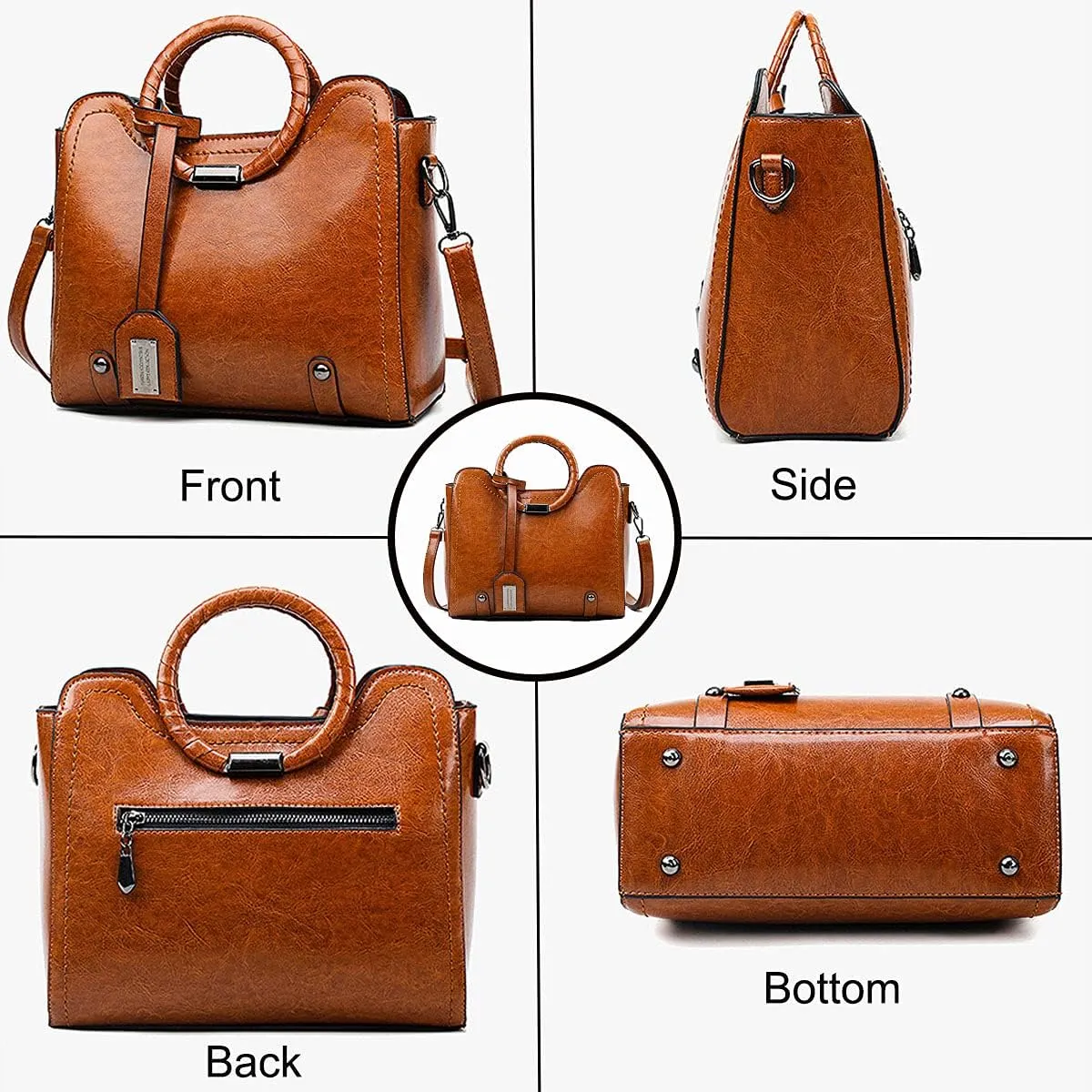 Stylish Women Pu Leather Vertical Utility Top Handle Handbag Satchel Tote Purse Bag