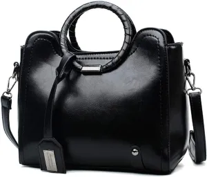 Stylish Women Pu Leather Vertical Utility Top Handle Handbag Satchel Tote Purse Bag