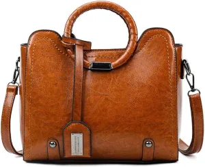 Stylish Women Pu Leather Vertical Utility Top Handle Handbag Satchel Tote Purse Bag