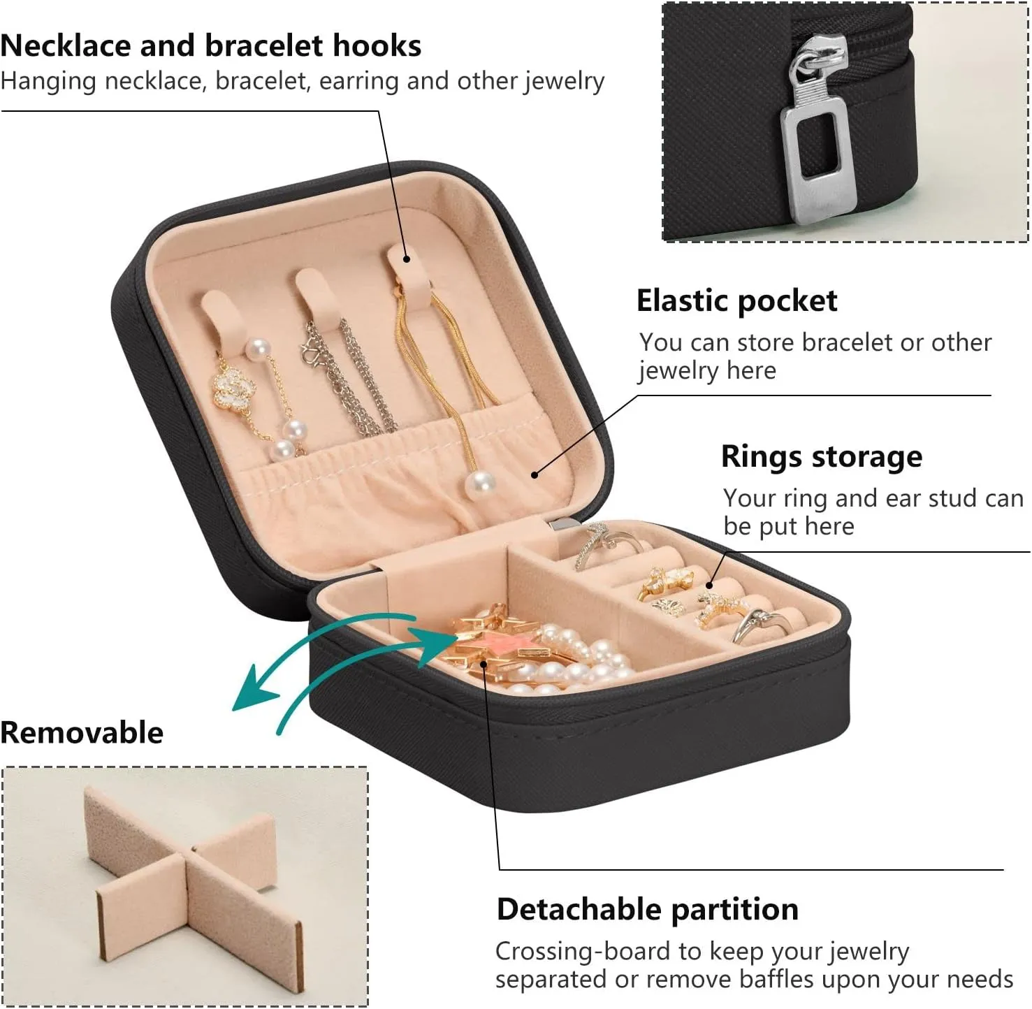 SUABO Jewelry Box Necklace Ring Storage Organizer Mini Jewelry case Earrings Leather Jewelry Travel Organizer for Women Girls Girlfriend Wife Gift Daisy Blue