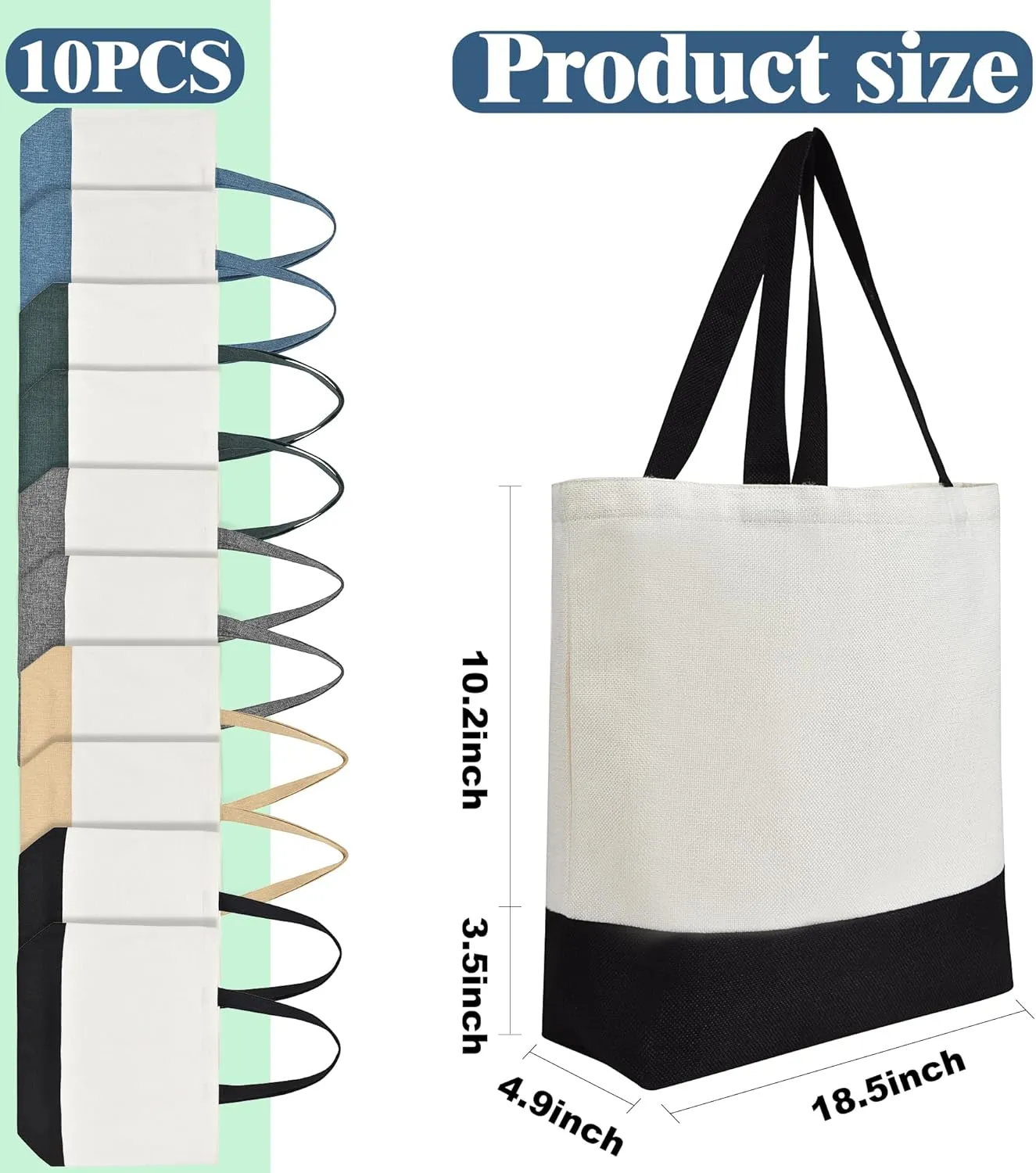 Sublimation Tote Bags Blanks Bulk, Polyester Tote bag for Sublimation, Reusable Widened Washable Canvas Bags for DIY Craft