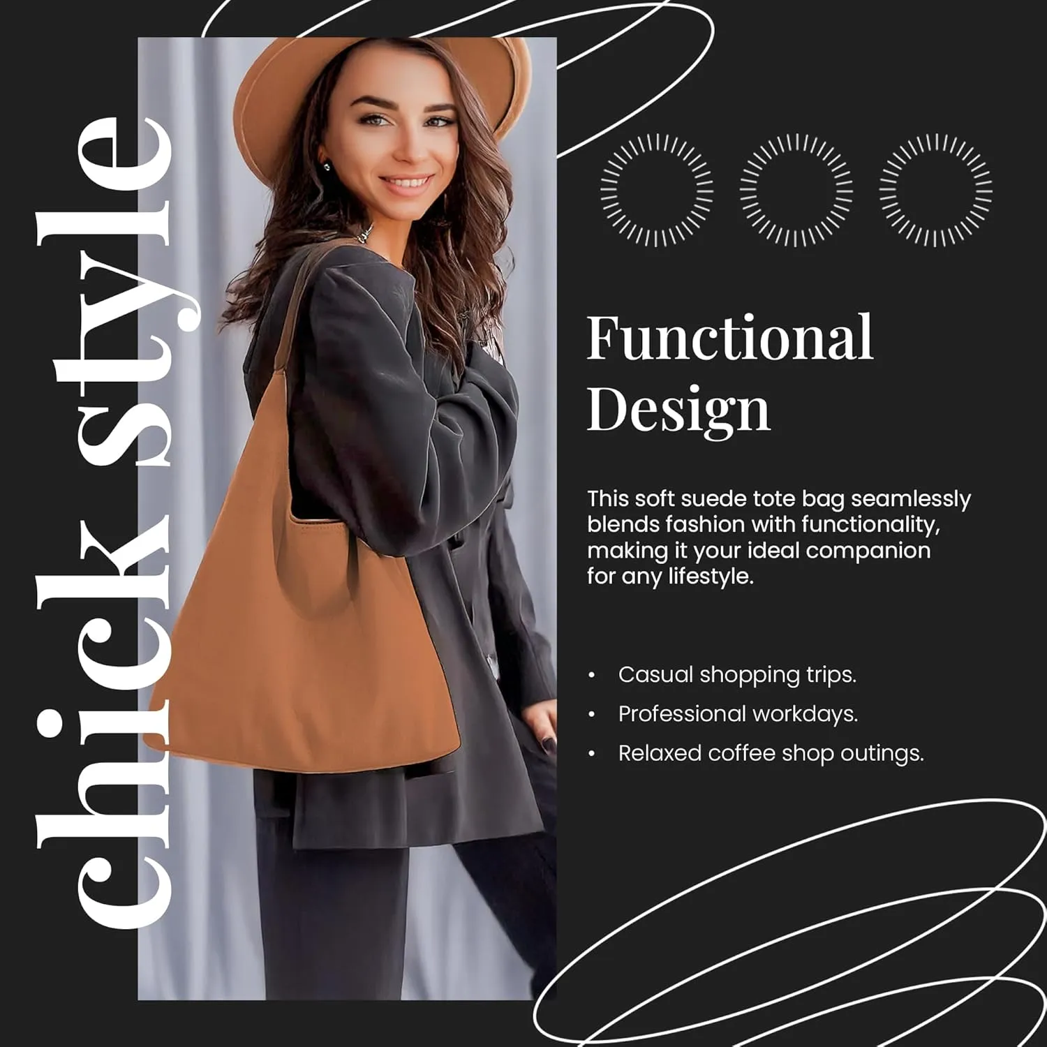 Suede Hobo Tote Bag for Women – Stylish Slouchy Handbag, Leather Work Bag, Women’s Handbags, Hobo Tote Bag for Travel&Office
