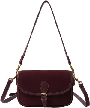 Suede Shoulder Bags For Women Retro Clutch Saddle Bag Small Tote Bag Slouchy Satchels Crossbody Purses Crescent Handbag Fall