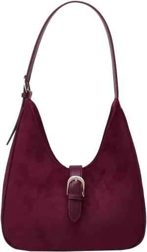 Suede Shoulder Bags For Women Retro Fall Clutch Saddle Bag Small Tote Bag Y2K Satchels Work Purses Slouchy Crescent Handbag
