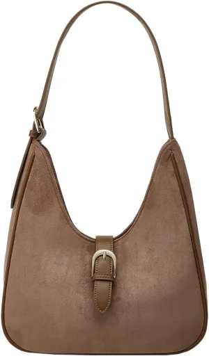 Suede Shoulder Bags For Women Retro Fall Clutch Saddle Bag Small Tote Bag Y2K Satchels Work Purses Slouchy Crescent Handbag