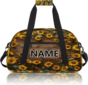 Sunflower Mini Gym Bag 18 inch for Women Men Waterproof Custom Vintage Farmhouse Barn Travel Duffel Bag Carry On Overnight Tote Nurse Bag for Work Fitness Hiking